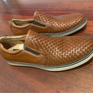 J & M Sheepskin Brown Loafers Basketweave Slip-on Size 11